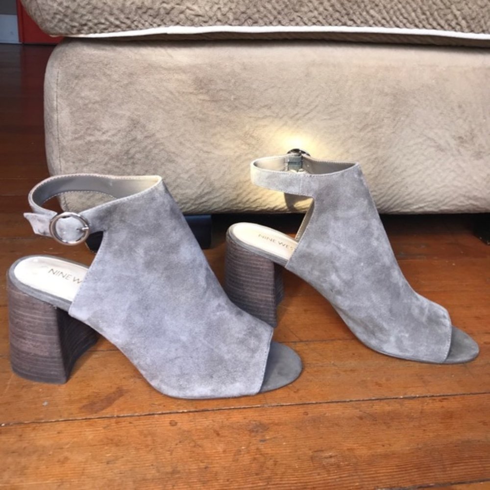 Nine West GoDance Slingback Peep Toe Mule Suede 9